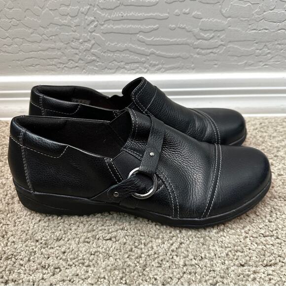CLARK’S COLLECTION | Cheyn Fame Black Leather Comfort Shoes | Women’s Size 10 - Picture 1 of 7